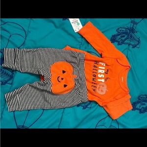 Carter's Orange Halloween Baby Outfit with Pumpkin Patch
